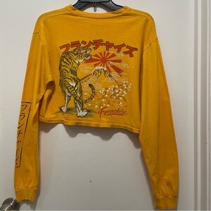 Franchise Yellow Cropped Long Sleeve M Tiger Shirt Japanese Graphic Streetwear
